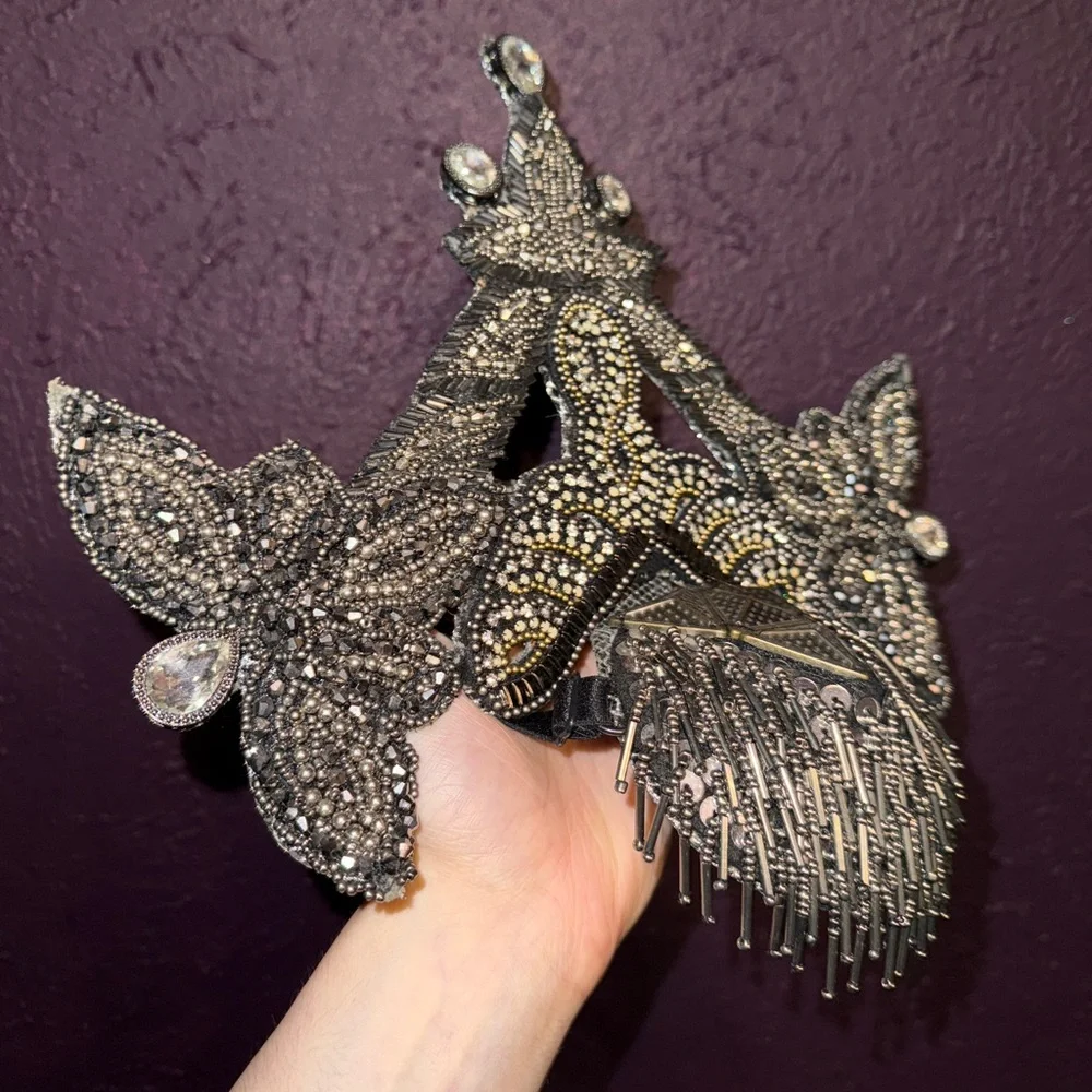 Gothic Handbeaded Headpiece - One of a Kind - Picture 3 of 7
